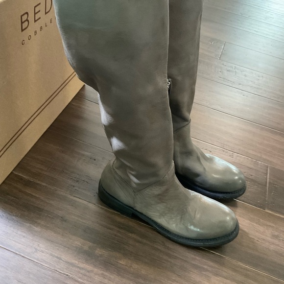 Bed Stu Manchester Gray Knee High Leather Slouchy Tie Back Womens Boots Size 6 - Picture 3 of 9